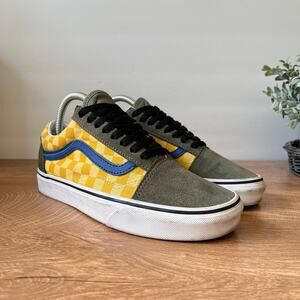 Vans Women's Old Skool 721356 Green Yellow Checker Sneaker Shoes Size 8 TWO FACE